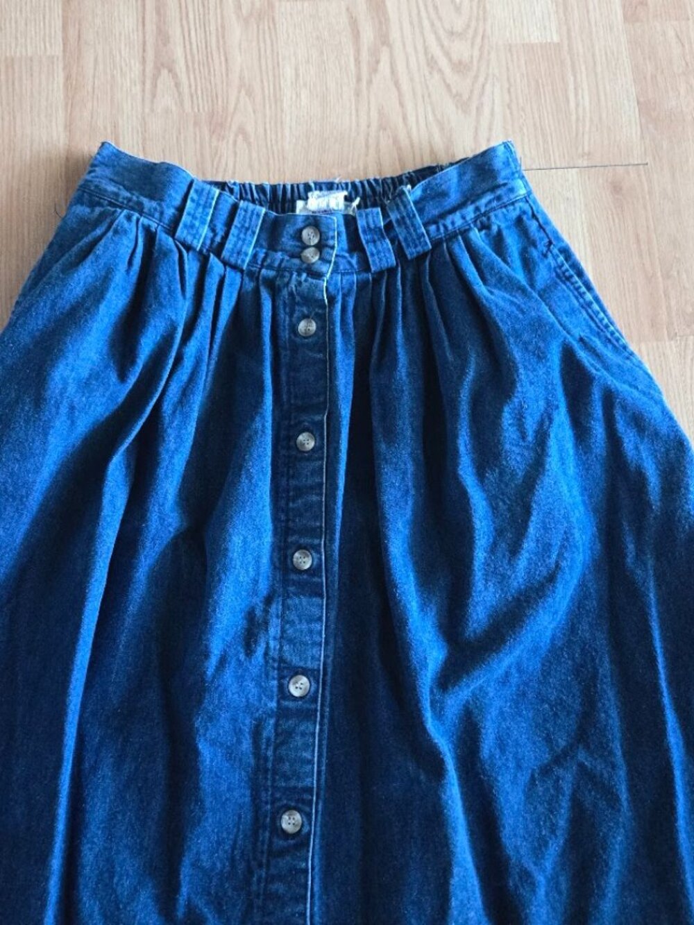 Vintage 90s Denim Prairie Maxi Skirt Button Front Cottagecore